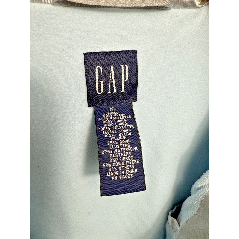 Vintage Y2K Gap Silver Puffer Jacket Girl's Size XL Down Filled Fleece Lined GUC - Picture 3 of 11